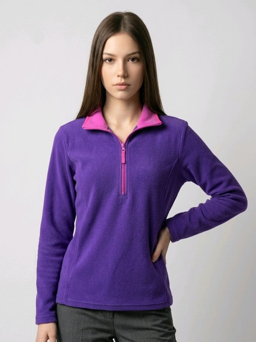 Purple Quarter-Zip Fleece Pullover